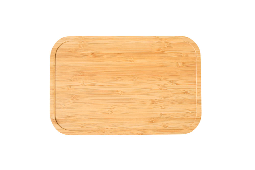 Vue de dessus du couvercle rectangulaire en bambou – surface lisse avec veinage naturel, couvercle de rechange durable