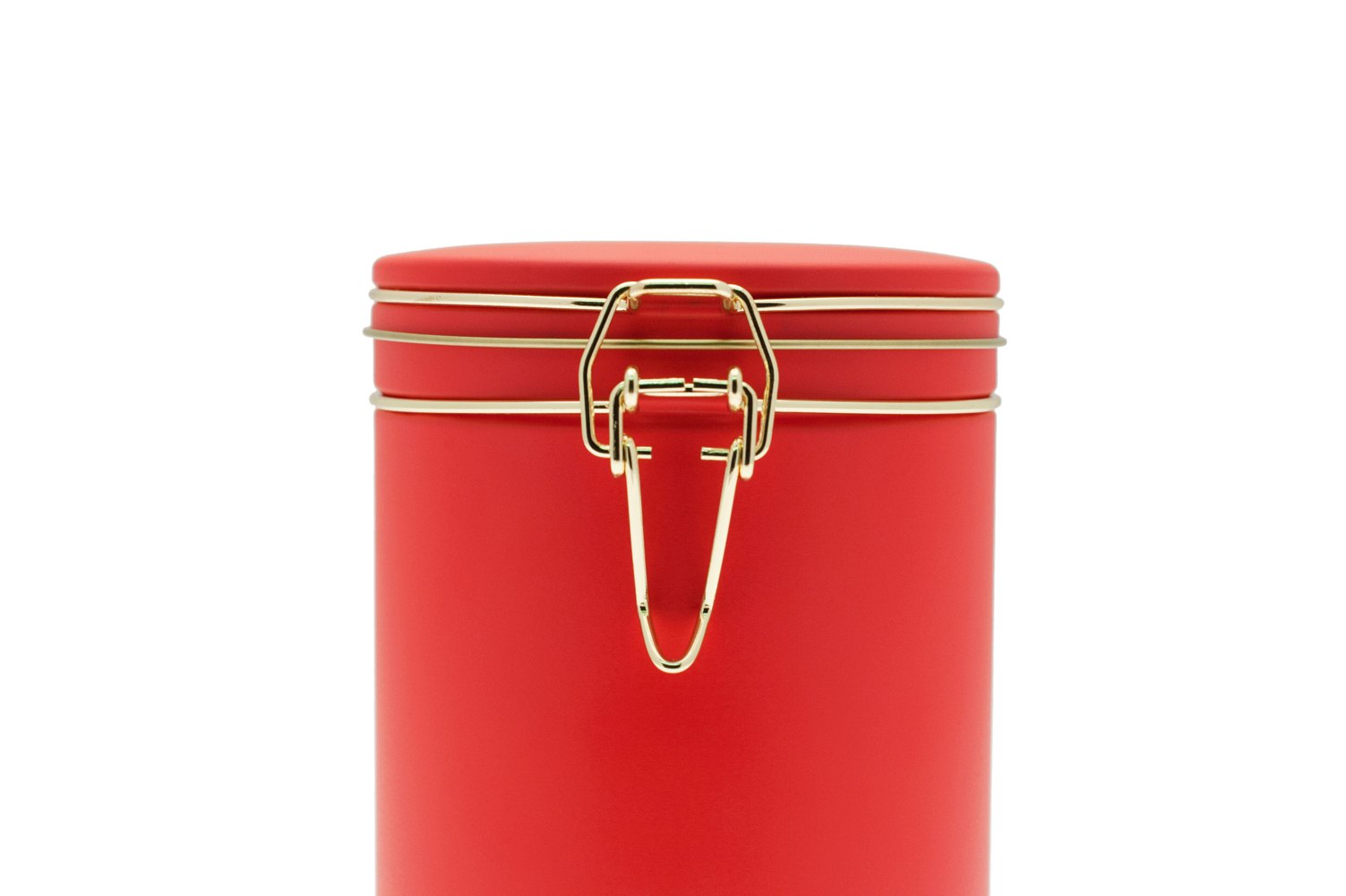 Boite metallique rouge avec systeme de fermeture