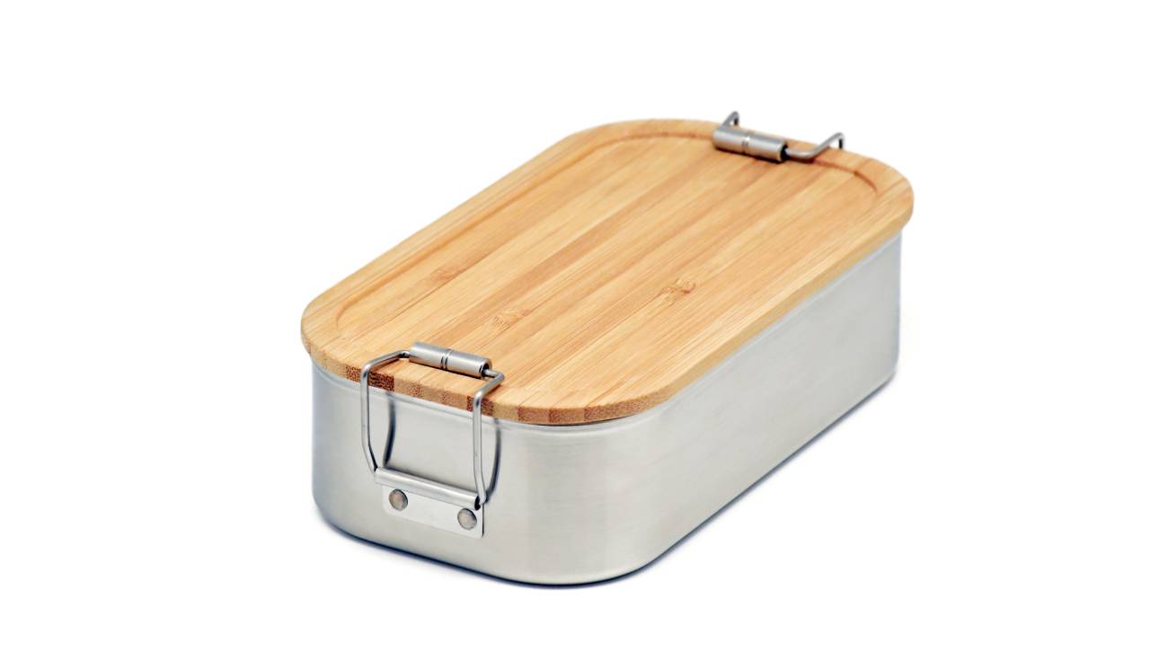 Boîte à repas en acier inoxydable pour enfants avec couvercle en bambou – durable, robuste et personnalisable