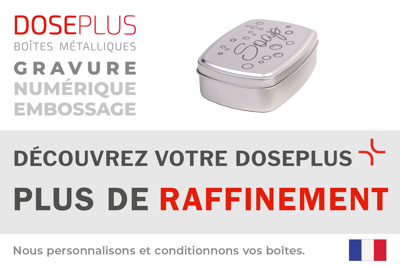 Boîte à savon en aluminium Doseplus DSS-015 – bandeau : Découvrez votre Doseplus, plus de raffinement. Boîte élégante et durable pour savon solide.