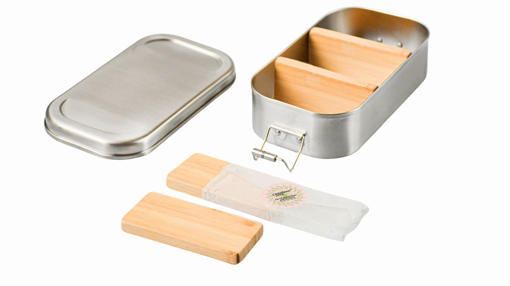 Boîte à pain durable en acier inoxydable avec insert pour séparation de boîte bento