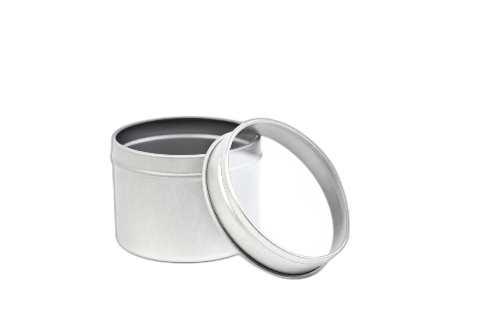 Boîte métallique ronde avec fenêtre transparente