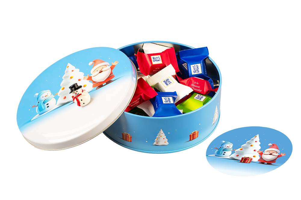 Boîte de Noël ronde en fer blanc