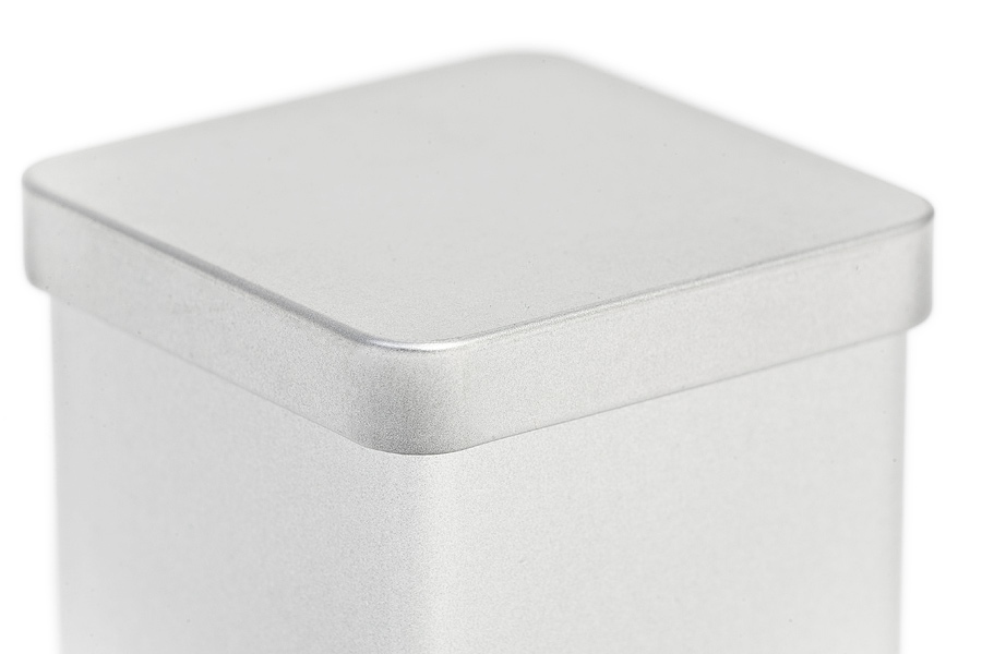 Boite carree fer-blanc avec couvercle cloche