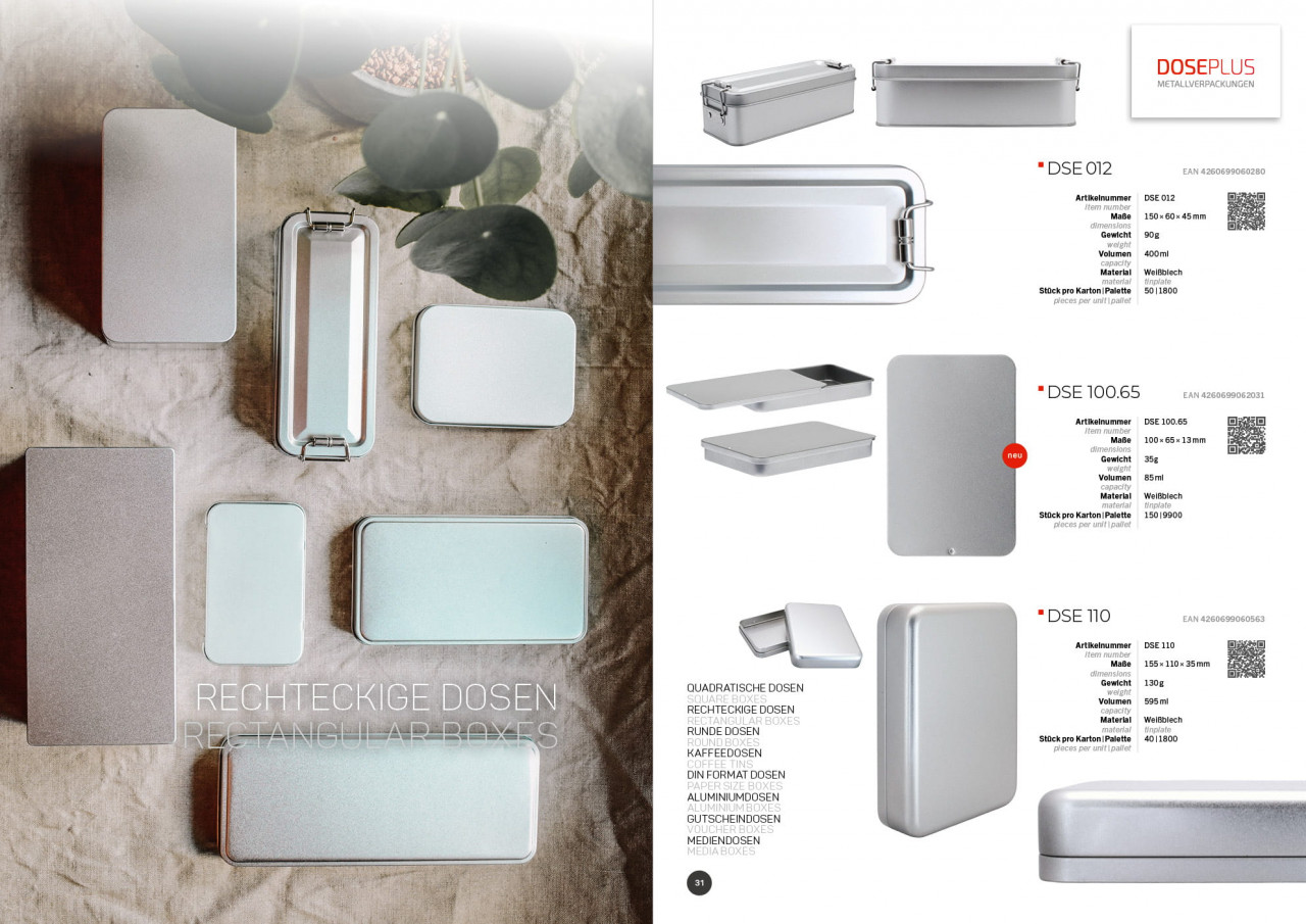 Catalogue de boîtes en fer-blanc
