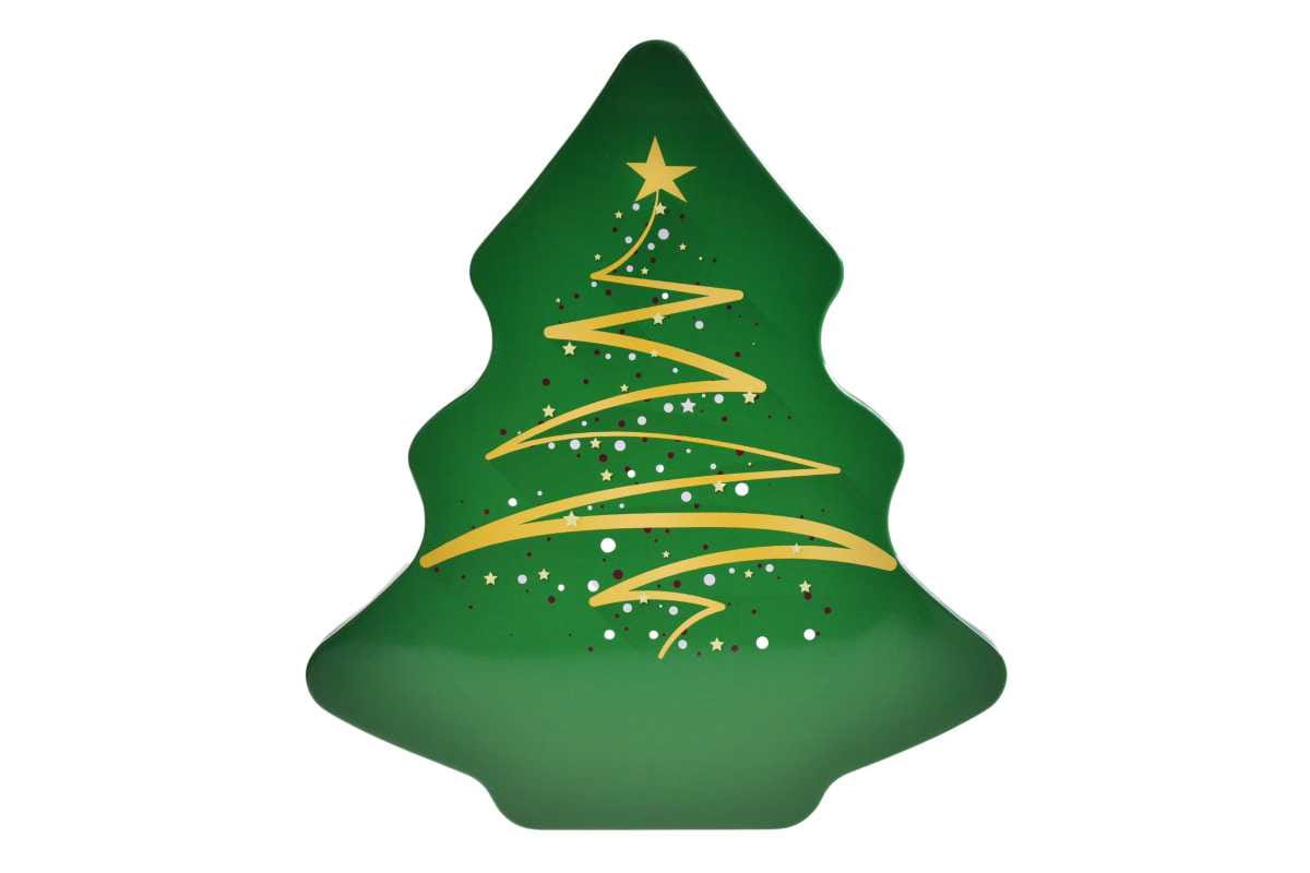Boite Noel motif sapin en fer-blanc