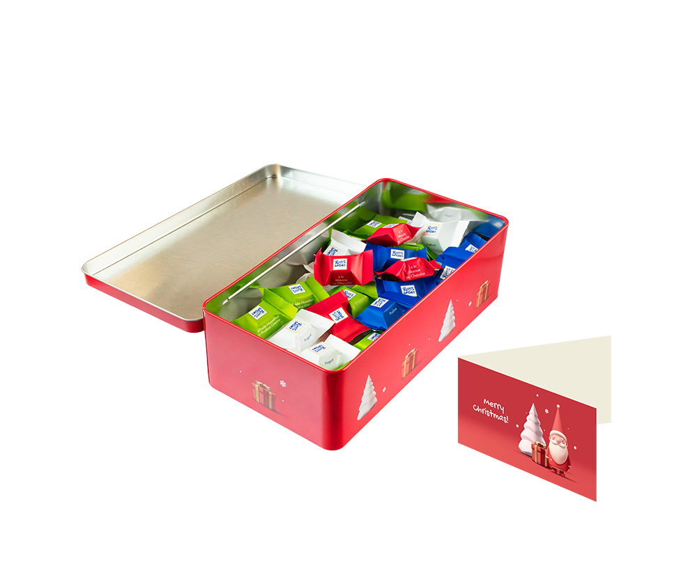 Boite en fer-blanc Noel Tresor Ritter Sport ouverture