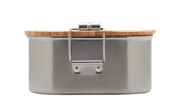 Boîte repas inox avec couvercle en bambou