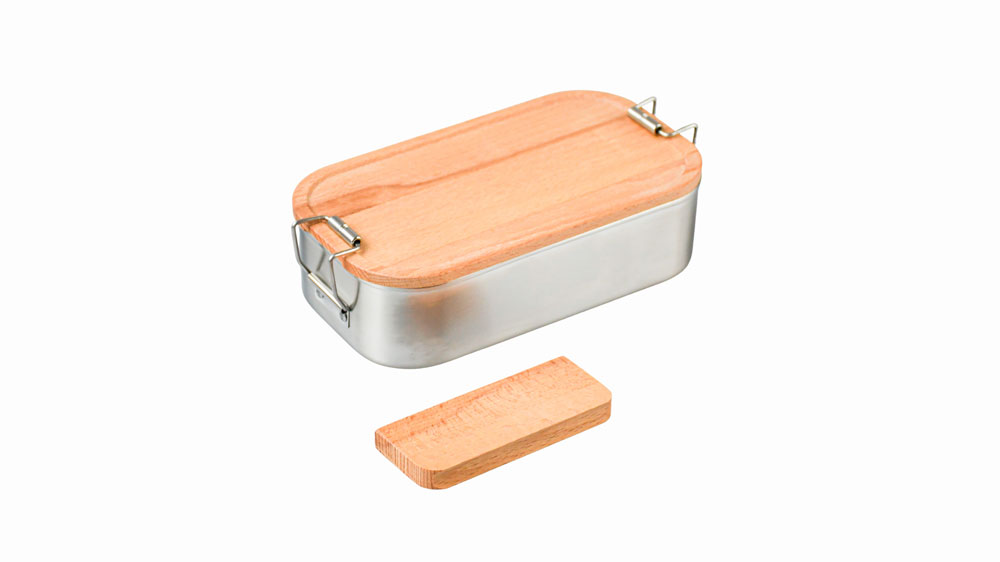Séparateur en bois durable pour boîtes à lunch modulables en acier inoxydable