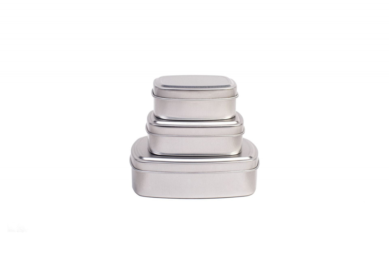 Boîte métallique en aluminium pour savon, emballage rond argenté