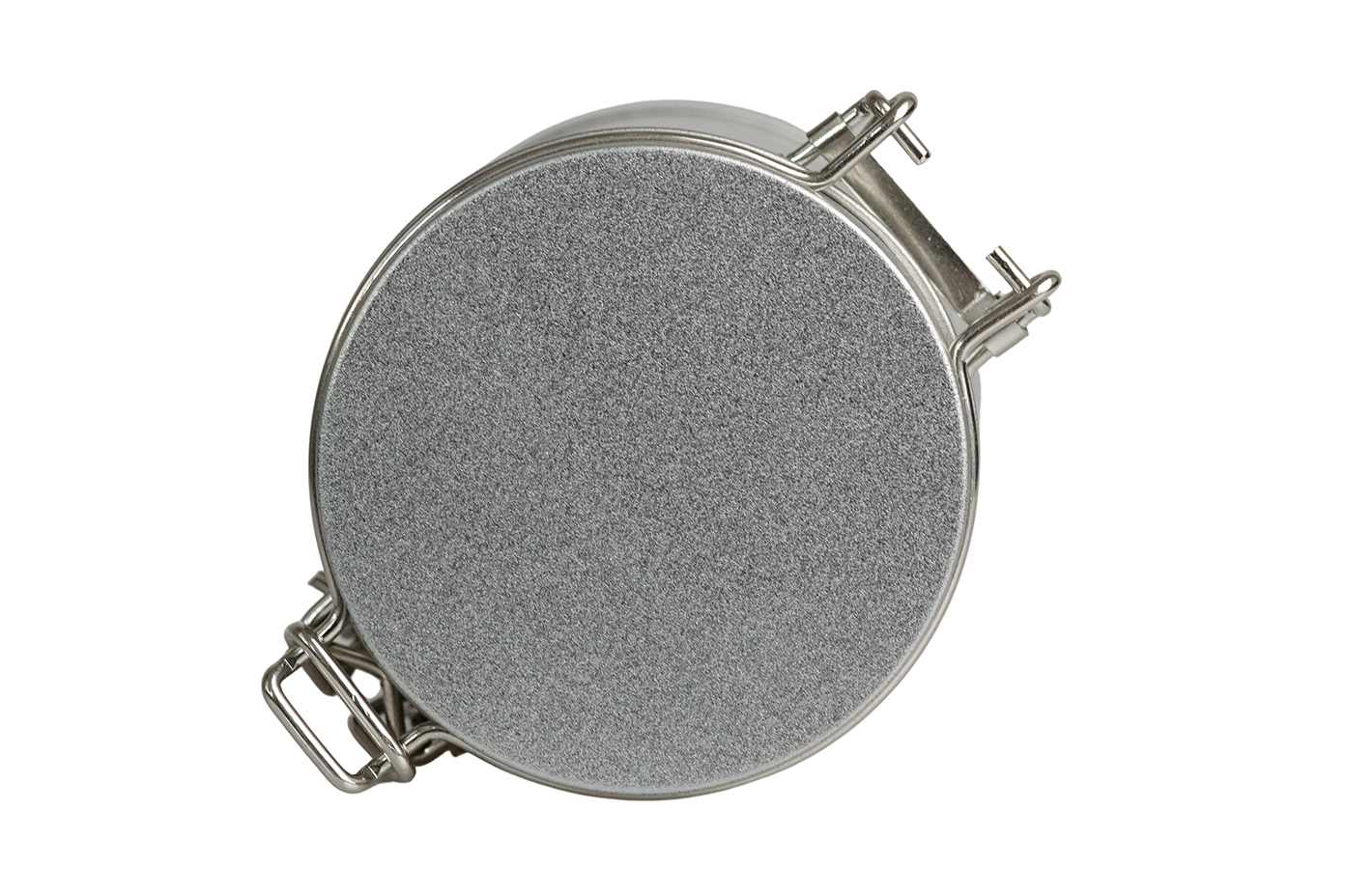 Mini boite de rangement ronde fer-blanc clip